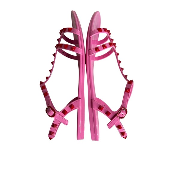 Valentino Garavani Pink Rockstud Cage Flat Jelly Sandals size 41/ US 10.5 - Picture 8 of 11